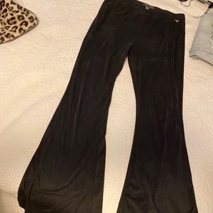Suede bell bottom pants
